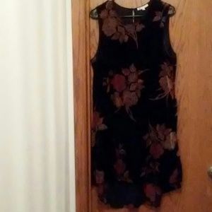 Black with brown and pink flowers dress